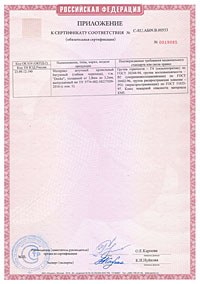 Сертификат соответствия требованиям пожарной безопасности