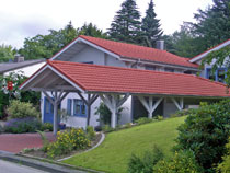 Фотографии домов с крышей из композитной черепицы Decra