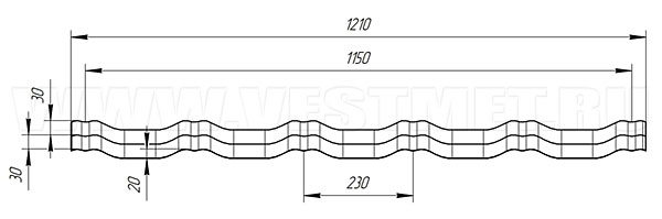 Чертеж металлочерепицы Grand Line Kvinta Uno