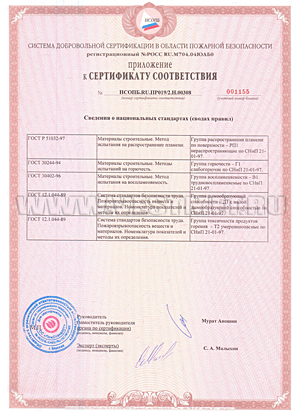Пожарный сертификат соответствия на 