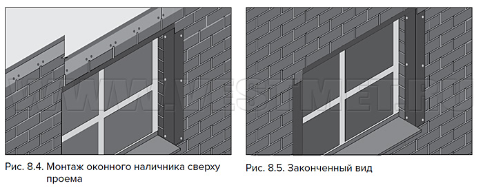 Монтаж оконного наличника сверху проема