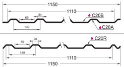профнастил GL - 20R: чертеж