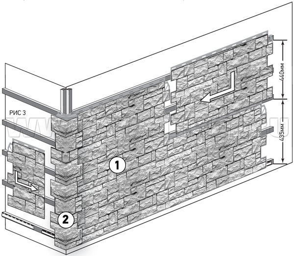 Монтаж фасадных панелей Дачный Дикий камень