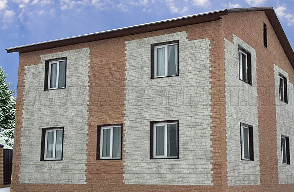 Фото 3 - фасад с отделкой панелями Fineber серии Камень Дикий, цвет Мелованный белый
