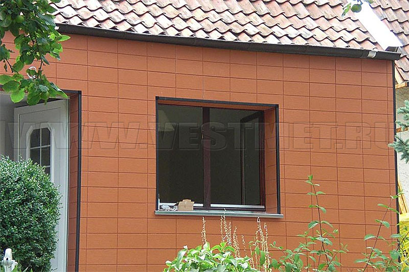 Фото 3 - фасад с отделкой панелями Цирер, Керамогранит, цвет Красный
