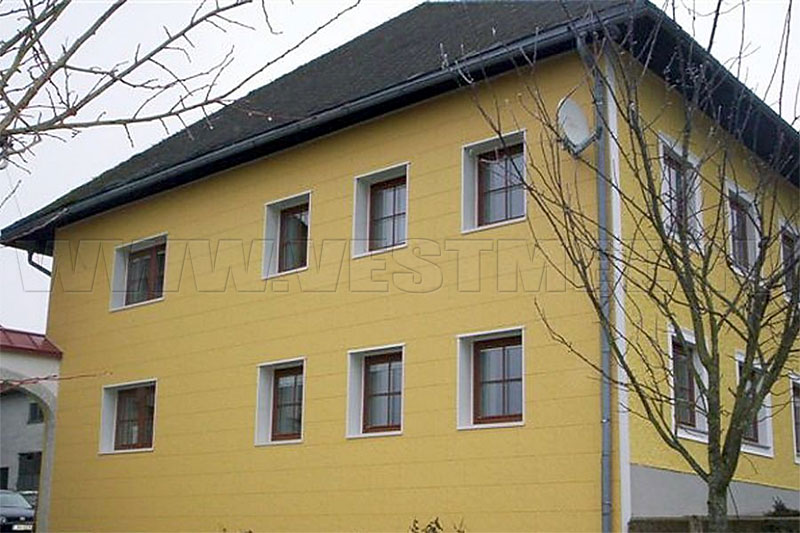 Фото 1 - фасад с отделкой панелями Цирер, Штукатурный фасад, цвет Желтый